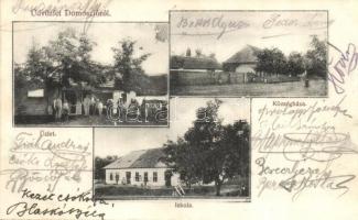 1908 Domoszló, Községháza, Iskola, üzlet. Kiadja a domoszlói fogy. szövetkezet (EK)