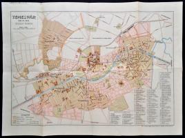 cca 1900 Temesvár szabad királyi város átnézeti térképe, Magyar Földrajzi Intézet, hajtásnál kis szakadás, 40x58 cm