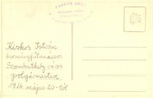 Szombathely, Kiskos István kormányfőtanácsos, a város polgármestere 1914 május 20-tól. Farkas Géza p...