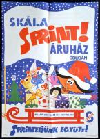 1986 Skála Sprint Áruház Óbudán!, tervezte: Nyárády, plakát, hajtott, 80×56 cm