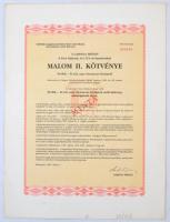 Budapest 1987. A Gabona Tröszt 8 éves lejáratú Malom II. kötvénye 50.000Ft-ról, MINTA 000000-ás kötvényszám, szelvényekkel T:I-