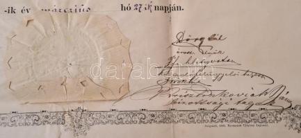 1886 Jegyző-szigorlati bizonyítvány. Szekszárd, Tolna megye. 46x31 cm Hajtásnyomokkal