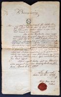 1855 Kenderesen kiállított működési bizonyítvány 15kr CM illetékbélyeggel