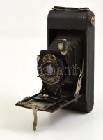 cca 1920 Kodak Eastman No.1A Pocket harmonika kihuzatos fényképezőgép, Kodar 122mm f/7.9 objektívvel, Kodex zárral, Canadian Kodak Co., működőképes, hiánytalan állapotban, eredeti vászon tokjában / Vintage Kodak folding camera, in working condition, with original case