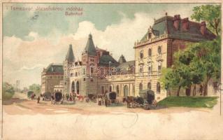 1899 Temesvár, Timisoara; Józsefvárosi indóház, vasútállomás / Josefstädter Bahnhof / Iosefin railway station. Corvina litho (Rb)