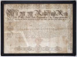 1766 Késmárk városának tiszta keresztény származást és szabad jogállást tanúsító oklevele Szakmáry A...