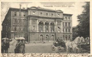 1905 Temesvár, Timisoara; Ferencz József színház, montázslap urakkal és hölgyekkel. kapható a Koronaherceg dohánytőzsdében / theatre. Montage with ladies and gentlemen (fa)