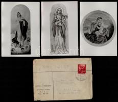 cca 1948 Bíró József restaurátor munkáiról küldött képeslapok, egyiken autográf levelével. 8 klap