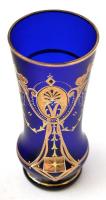 cca 1900 kézzel festett kobalt kék váza, kopott, csorba nélkül, m:17 cm