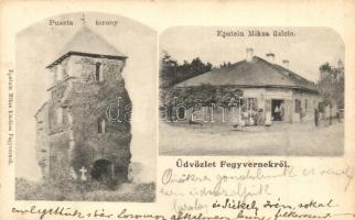 1905 Fegyvernek, Puszta torony (1480 körül épült, Szolnok megye egyik legrégebbi műemléke), Epstein Miksa üzlete és saját kiadása