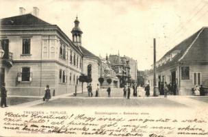 1904 Trencsénteplic, Trencianske Teplice; Szécsényi (Széchenyi) utca, üzlet / street view, shop