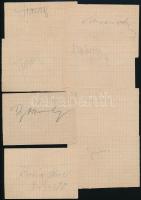 A Bástya (MTK) labdarúgócsapat tagjainak (Gellér, Gondos, Bosánszki, Kovács Imre I., Kovács István IV., Marász, Turai) és az edzője Bukovi Márton aláírásai papírlapokon