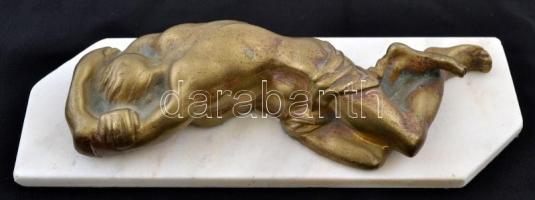 Jelzés nélkül: Alvó férfi. Bronz, talapzaton, h:18 cm