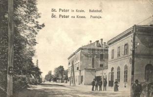 1918 Pivka, St. Petra na Krasu, San Pietro del Carso, St. Peter in Krain; Bahnhof / Postaja / railway station (EK)