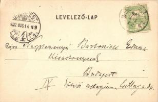 1902 Biharfüred, Stina de Vale; Rakott torony hölggyel / rock with hiking lady