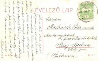 1910 Petrozsény, Petrosani; Fő tér, Herman Béla üzlete, Mader Lajos sörödéje, zsinagóga (?). W.L. Bp...