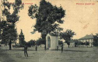 1903 Újszentanna, Santana, Sfanta Ana, Neusanktanna; Ferenc József tér, Szentháromság szobor. W.L. 2985. / square and Trinity monument (fa)