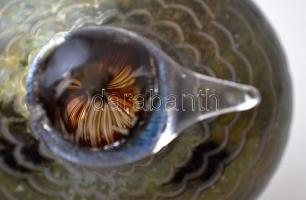 Iittala vízimadár, finn asztali üvegdísz, fújt, kézzel festett, jelzett (Oiva Toikka, Nuutajärvi), h...