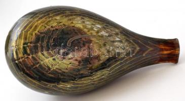 Iittala vízimadár, finn asztali üvegdísz, fújt, kézzel festett, jelzett (Oiva Toikka, Nuutajärvi), h...