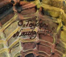 Iittala vízimadár, finn asztali üvegdísz, fújt, kézzel festett, jelzett (Oiva Toikka, Nuutajärvi), h...