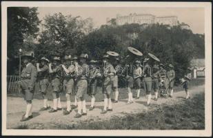 cca 1920 Cserkész zenekar fotója 9x14 cm / Scout musicans