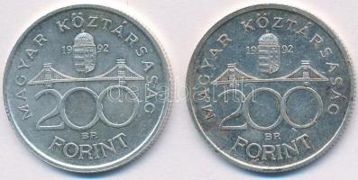 1992. 200Ft Ag "MNB" (2x) T:2