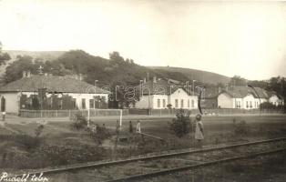 1932 Rudolftelep, focipálya az iroda előtt (kapcsos zárójel), vasúti sínek, kecskék az utcán. photo