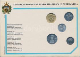 San Marino 1987. 1L-20L (5xklf) szuvenír forgalmi sor kartonlapon, 2db bélyeggel T:1-
San Marino 19...