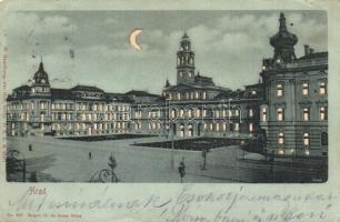 1903 Arad, este. Fényhez tartandó képeslap / night. hold to light (kis szakadás / small tear)