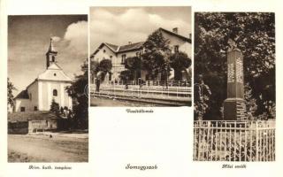 Somogyszob, Római katolikus templom, Vasútállomás, Hősi emlék + 1940 Nagykanizsa-Dombóvár vonat pecsét
