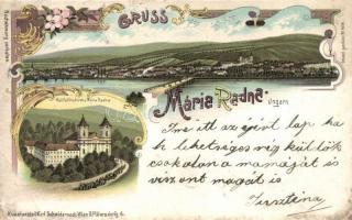 1900 Máriaradna, Radna; Kegytemplom / Wallfahrtskirche / church. Kunstanstalt Schwidernoch Art Nouveau, floral, litho (EB)
