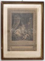 La lever, francia metszet, paszpartuban, üvegezett fa keretben, 28×20 cm