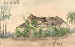 ~1900 Kápolnás, Capalnas; villa. Kézzel festett művészlap / Alies Haus / villa. Hand-painted art postcard