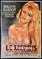 A megvetés c. francia-olasz film (1963) német nyelvű plakátjának későbbi reprintje (Prokino), 84×59,5 cm