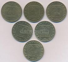 Ausztria 1980-1995. 20Sch (6xklf) T:2 Austria 1980-1995. 20 Schilling (6xdiff) C:XF