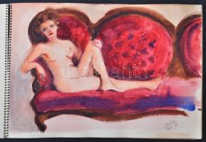 Ferenczi Tiborné (?-?): Vázlat füzet főleg aktokkal. Akvarell, papír, kb 25 db, 28×20 cm