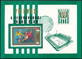 1974 75 éves az FTC emléklap, rajta neves focisták aláírásával (Rákosi, Páncsics)