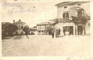 1917 Dutovlje, Duttogliano; square with soldiers + 415. sz. Tábori postahivatal (EK)