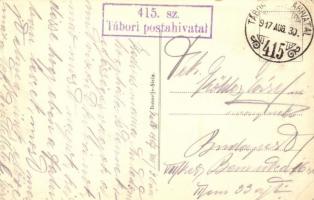 1917 Dutovlje, Duttogliano; square with soldiers + 415. sz. Tábori postahivatal  (EK)