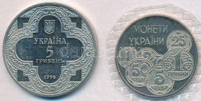 Ukrajna 1997. 2H Cu-Ni-Zn "Modern ukrán pénzek" + 1998. 5H Cu-Ni-Zn "Szent Mihály Szé...