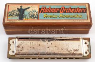 Hohner Orchester I. szájharmonika, eredeti dobozában, eredeti német számlával, h:10 cm