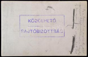 1915 Tábori szakácsok épülete a fronton. Sajtóbizottsági pecséttel / Military kitchen on the fields