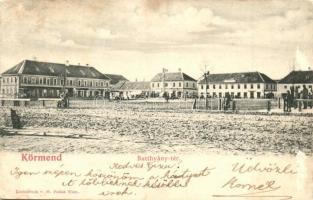 1903 Körmend, Batthyány tér, üzletek. Kiadja H. Pollak (felületi sérülés / surface damage)