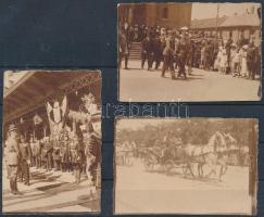 1920 Horthy Miklós fogadása Szegeden Svoy francia városparancsnokkal 3 db fotó 9x6,5 cm