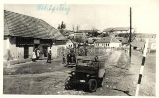 1951 Felsőpetény, utcakép, Földműves szövetkezet üzlete, automobil. photo