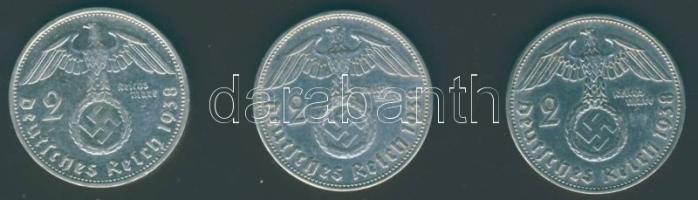 Német 3. Birodalom 1938. 2M Ag "Hindenburg" (3x) T:2/3