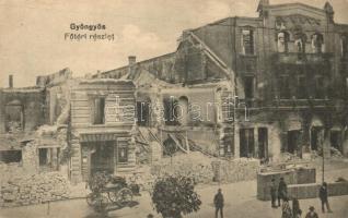 Gyöngyös, az 1917. évi nagy tűzvész utáni utcakép, leégett Fő tér, romok