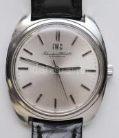 cca 1960 IWC mechanikus karóra, működő, jó állapotban, bőr szíjjal / IWC mechanic watch 3,5 cm