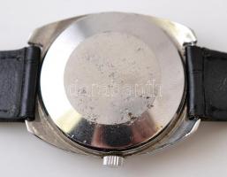 cca 1960 IWC mechanikus karóra, működő, jó állapotban, bőr szíjjal / IWC mechanic watch 3,5 cm