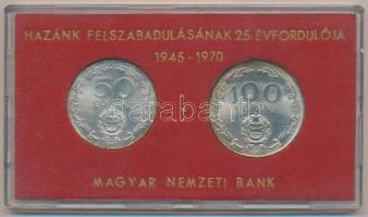 1970. 50Ft Ag + 100Ft Ag "Felszabadulás" pár, eredeti MNB plasztiktokban T:BU 
Adamo EM36...